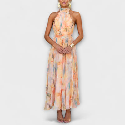 Ambre | Robe maxi aquarelle dos nu