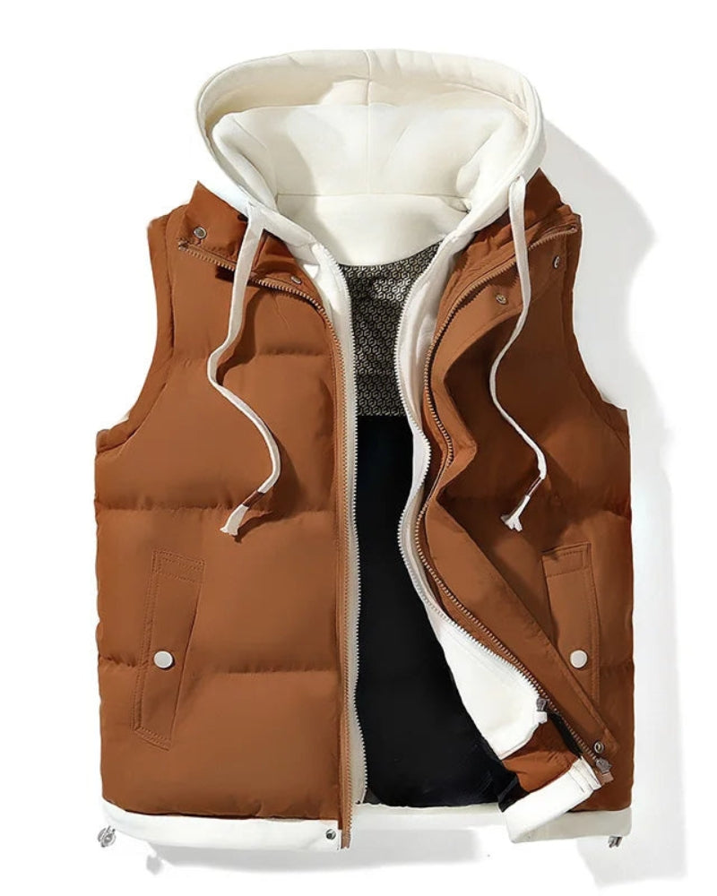 VELORA - GILET POUDRÉ EN SOFT SHELL À CAPUCHE