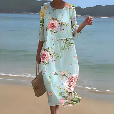 Colette - Robe midi élégante et intemporelle avec ceinture à la taille