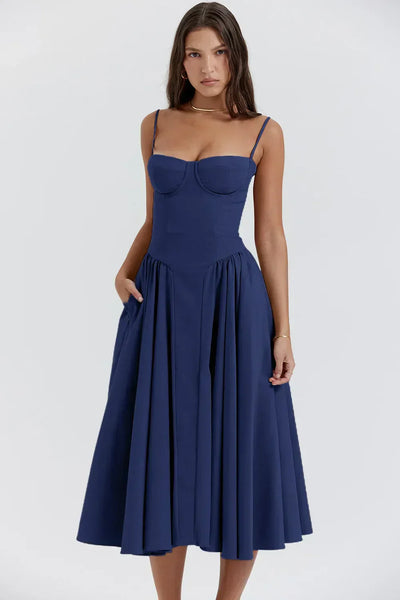 Tulum – Robe Midi Bustier Sans Manches