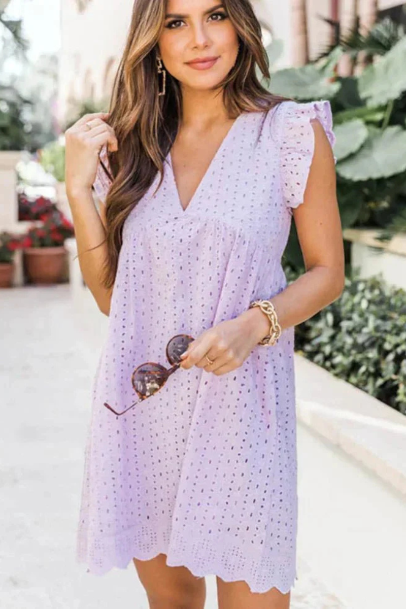 Robe Courte Femme à Motif Œillets