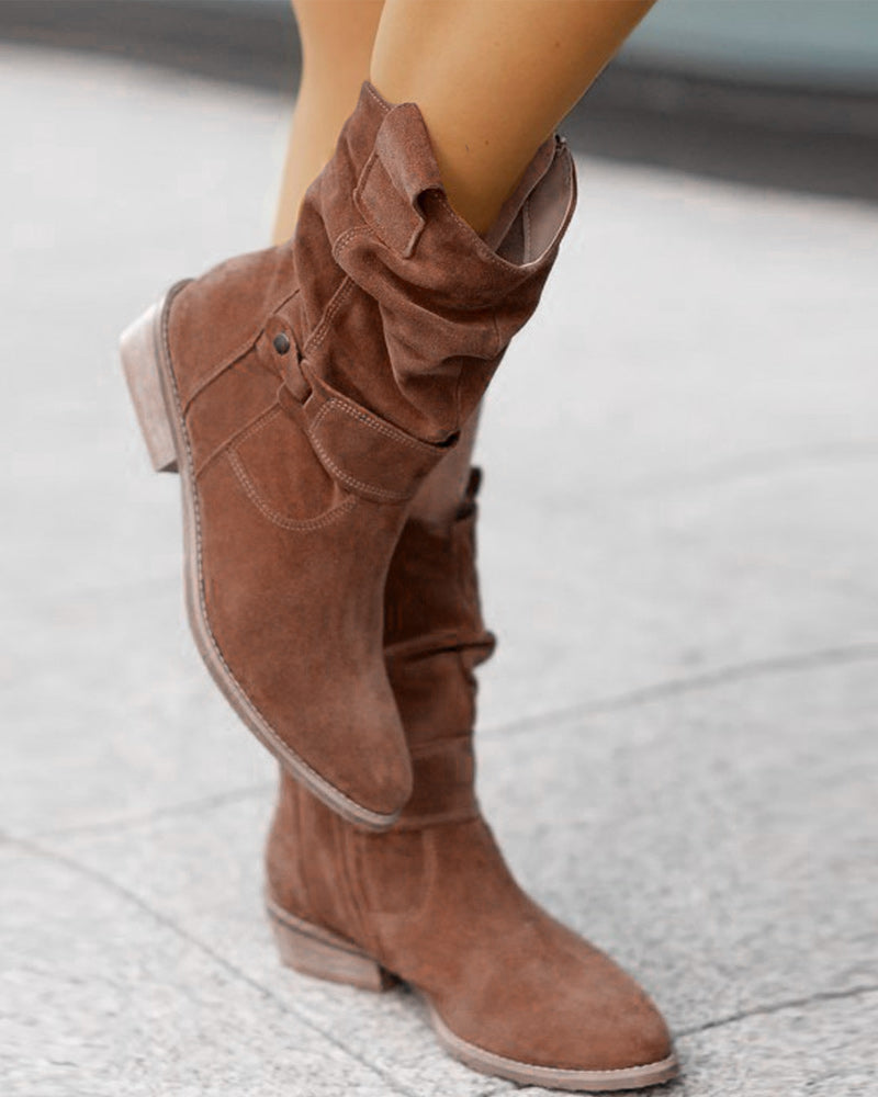 Xena | Bottines en daim à talon bas avec fermeture zippée confort pour femme