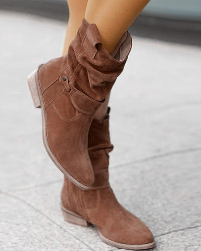 Xena | Bottines en daim à talon bas avec fermeture zippée confort pour femme