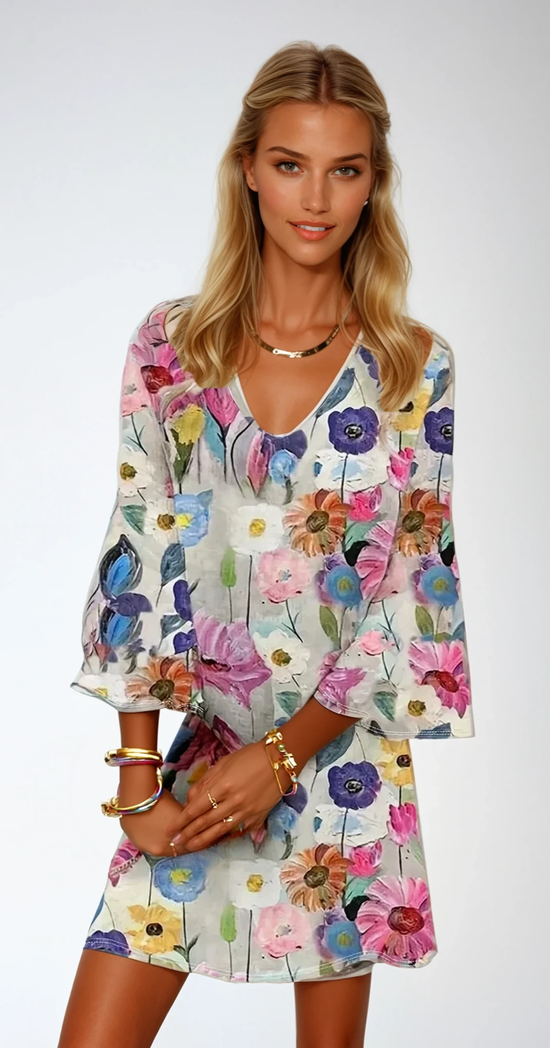 Inès - Robe à fleurs colorée pour l'été