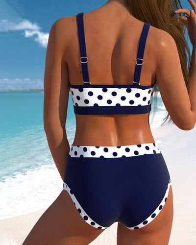Arianna | Bikini patchwork taille haute à pois