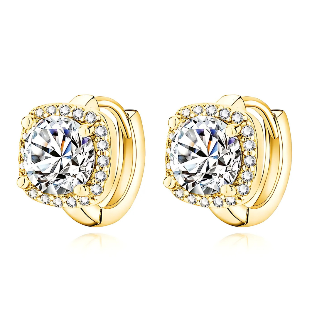 Ellen™ | Boucles d’oreilles carrées élégantes avec finition dorée précieuse