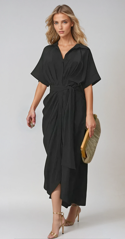 Mathilde - Maxi-robe élégante avec nœud et bretelles