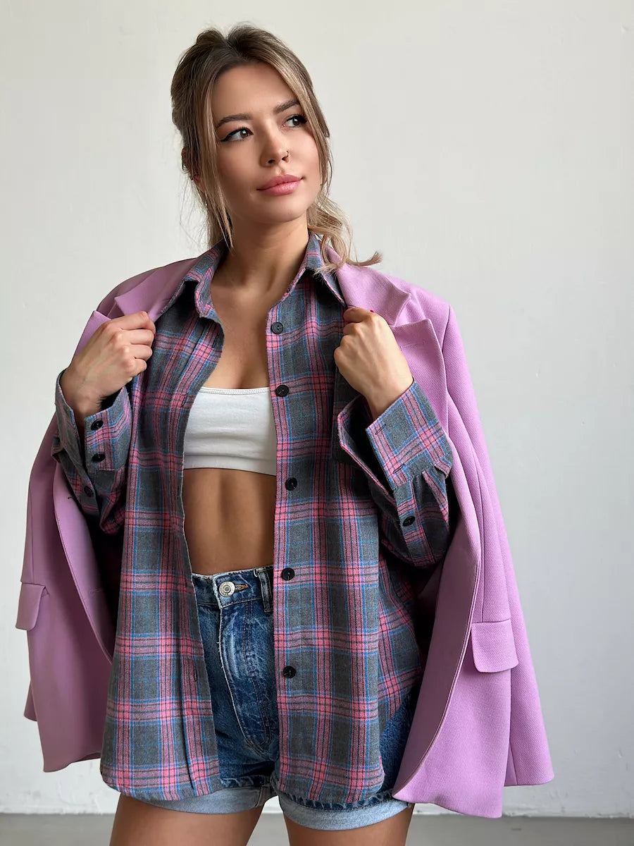 Marianne | Chemise En damier pour femme| manche longue
