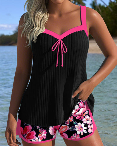 Tankini V-Ringé Imprimé Boxer de Sport