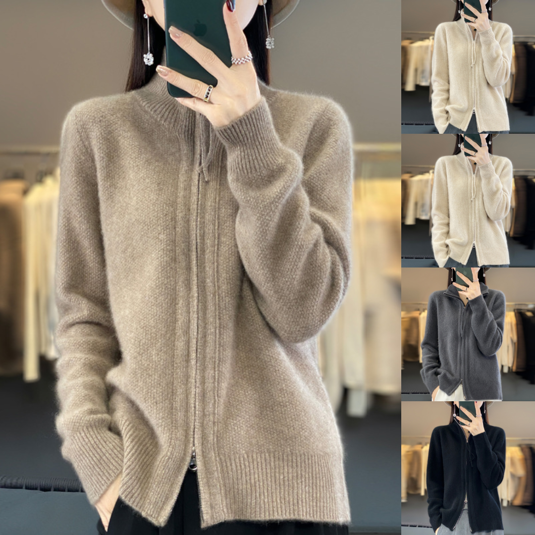 Atelier de Roche™ | Cardigan zippé en cachemire 100% laine