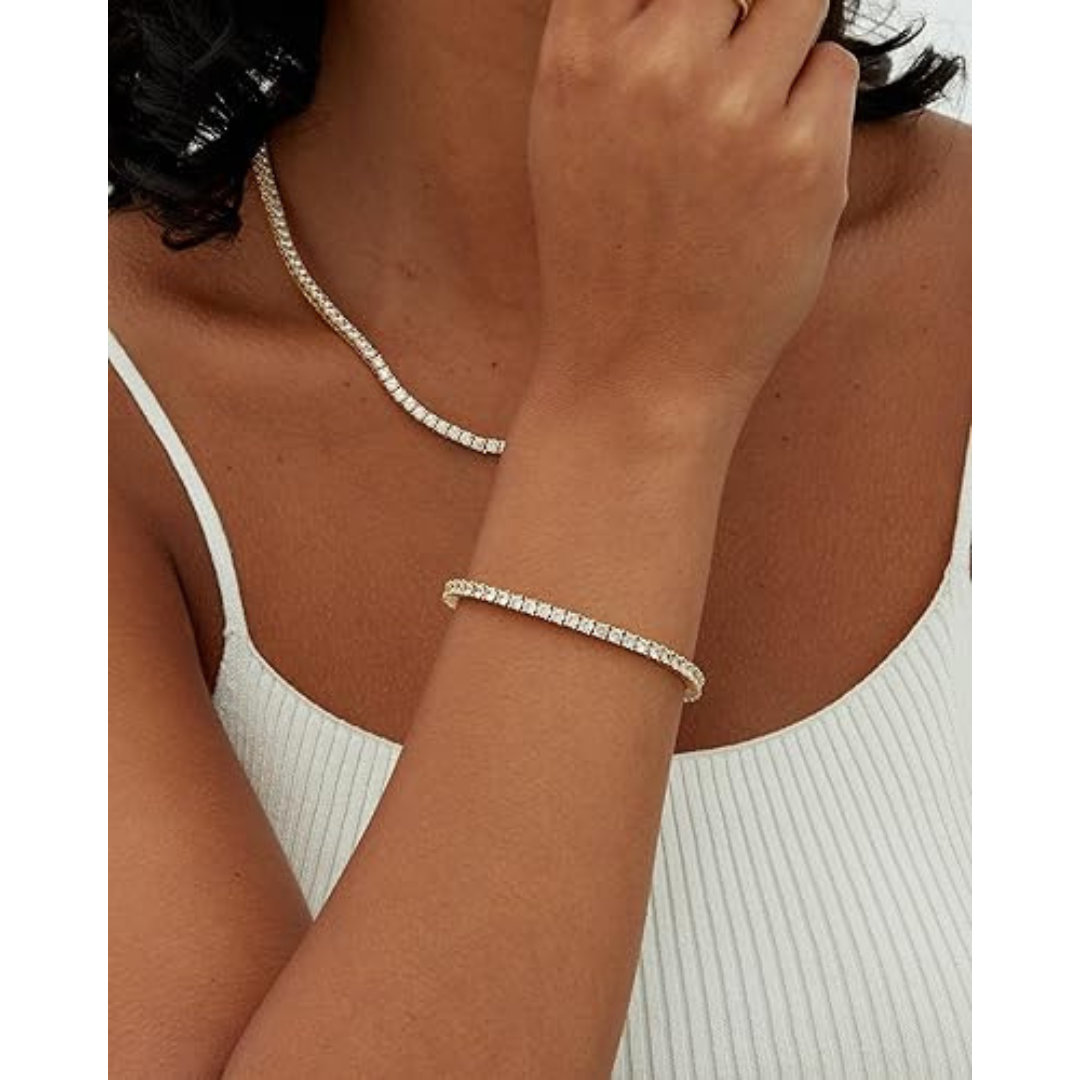 Malin™ | Bracelet tennis luxueux avec moissanite et finition dorée