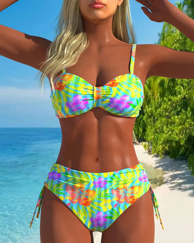 Robe de Bain Imprimée Taille Liens dans le Dos