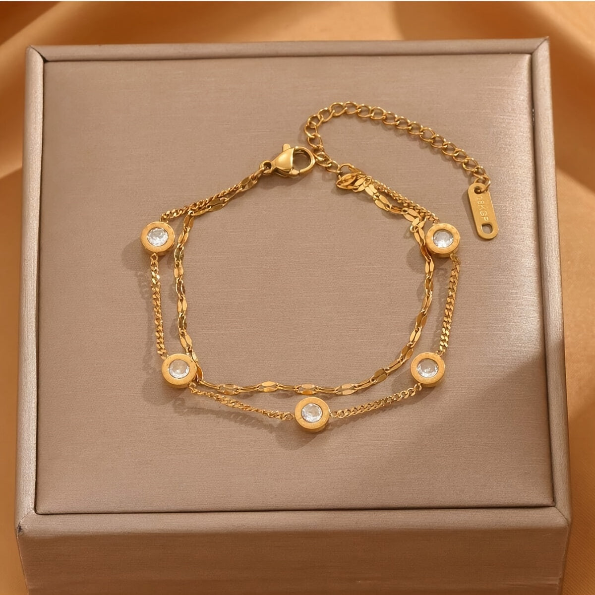 🇫🇷 Bracelet doré double couche style français