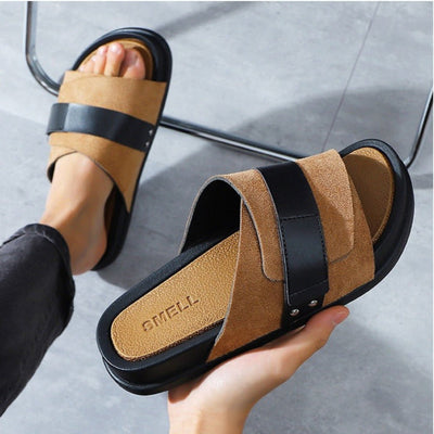 Sandales en cuir synthétique pour hommes, design croisé et confortable - Mateo
