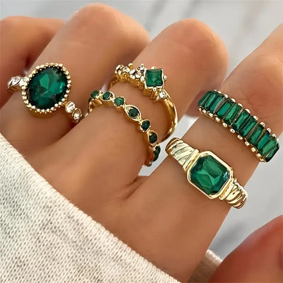 Ensemble de Bagues Émeraude Zarina | Or 18K