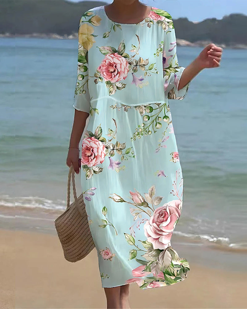 Inès - Robe fleurie élégante en coton premium