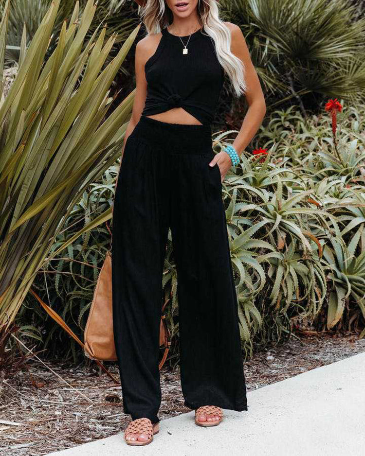 ARDEN - Pantalon de lin à jambe large