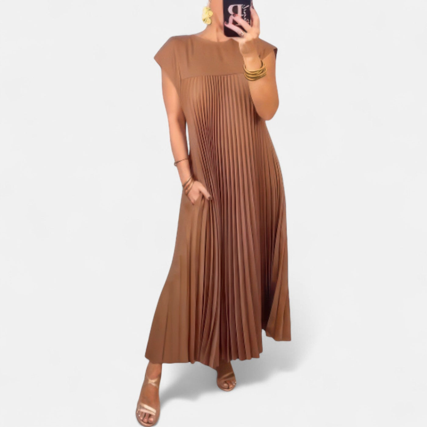Edmonton Essence™ | Chic Pleated Dress + FREE Forever Bonded Bracelets