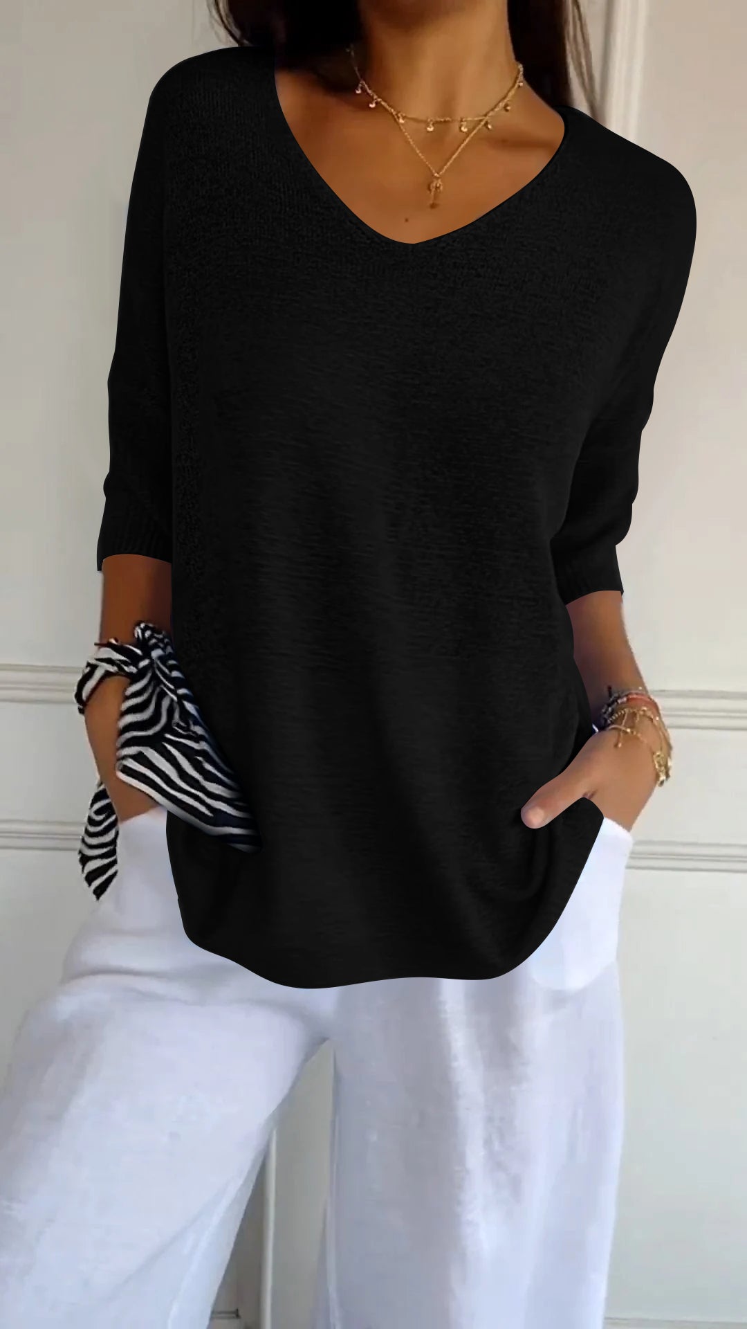 Anna | Top en maille à col en V