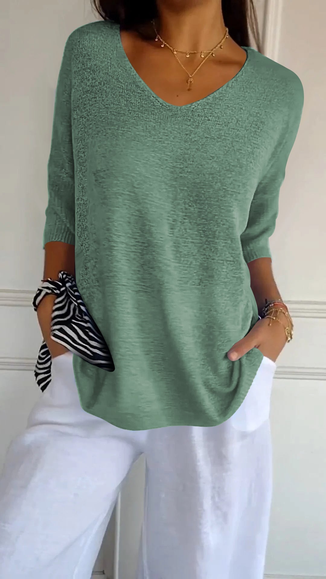 Anna | Top en maille à col en V