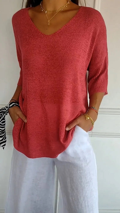 Anna | Top en maille à col en V