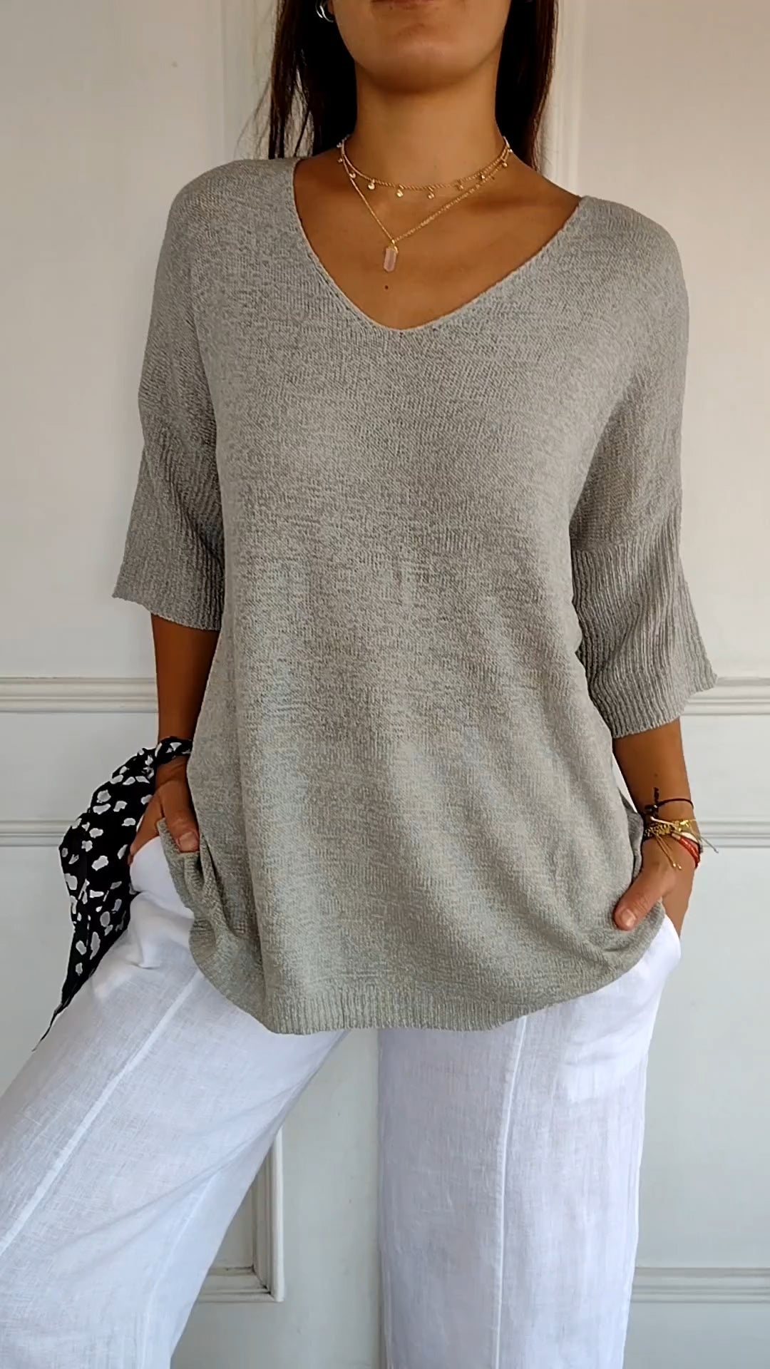Anna | Top en maille à col en V