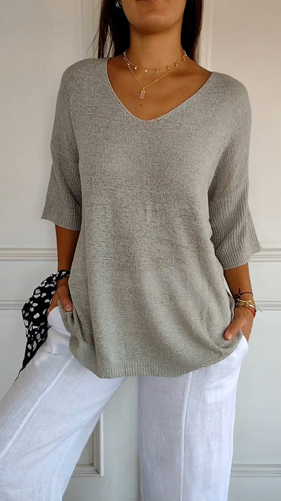 Anna | Top en maille à col en V