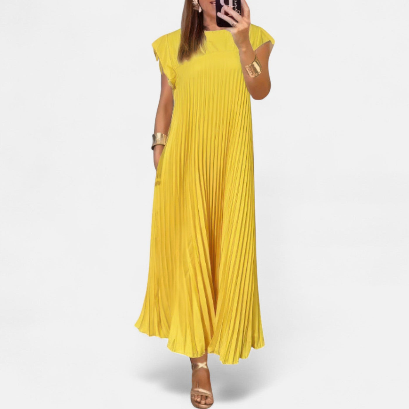 Edmonton Essence™ | Chic Pleated Dress + FREE Forever Bonded Bracelets