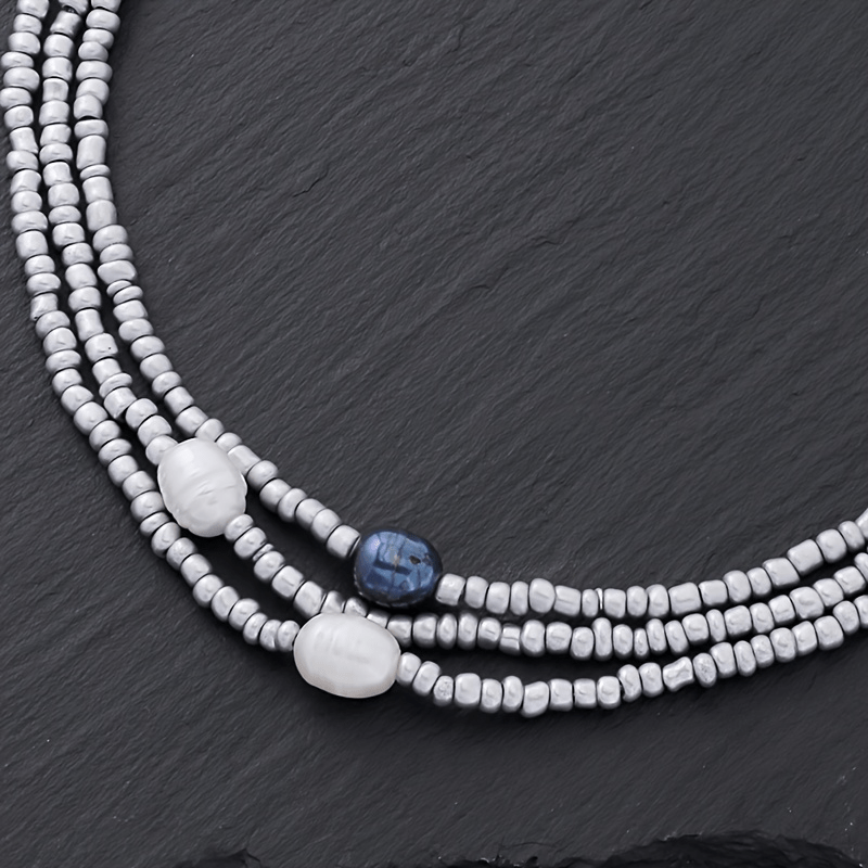 Colliers vintage 3 pièces avec perles d’eau douce et perles – Faits main