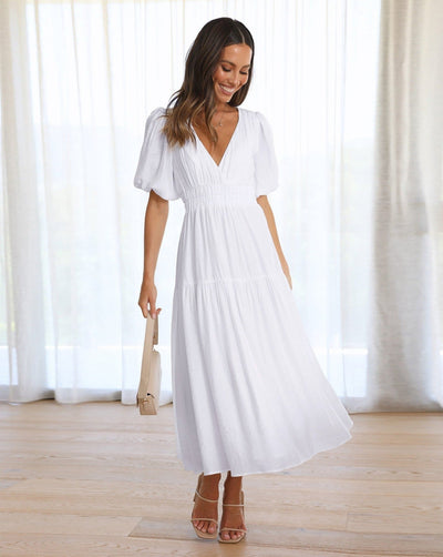 Robe mi-longue à taille haute femme
