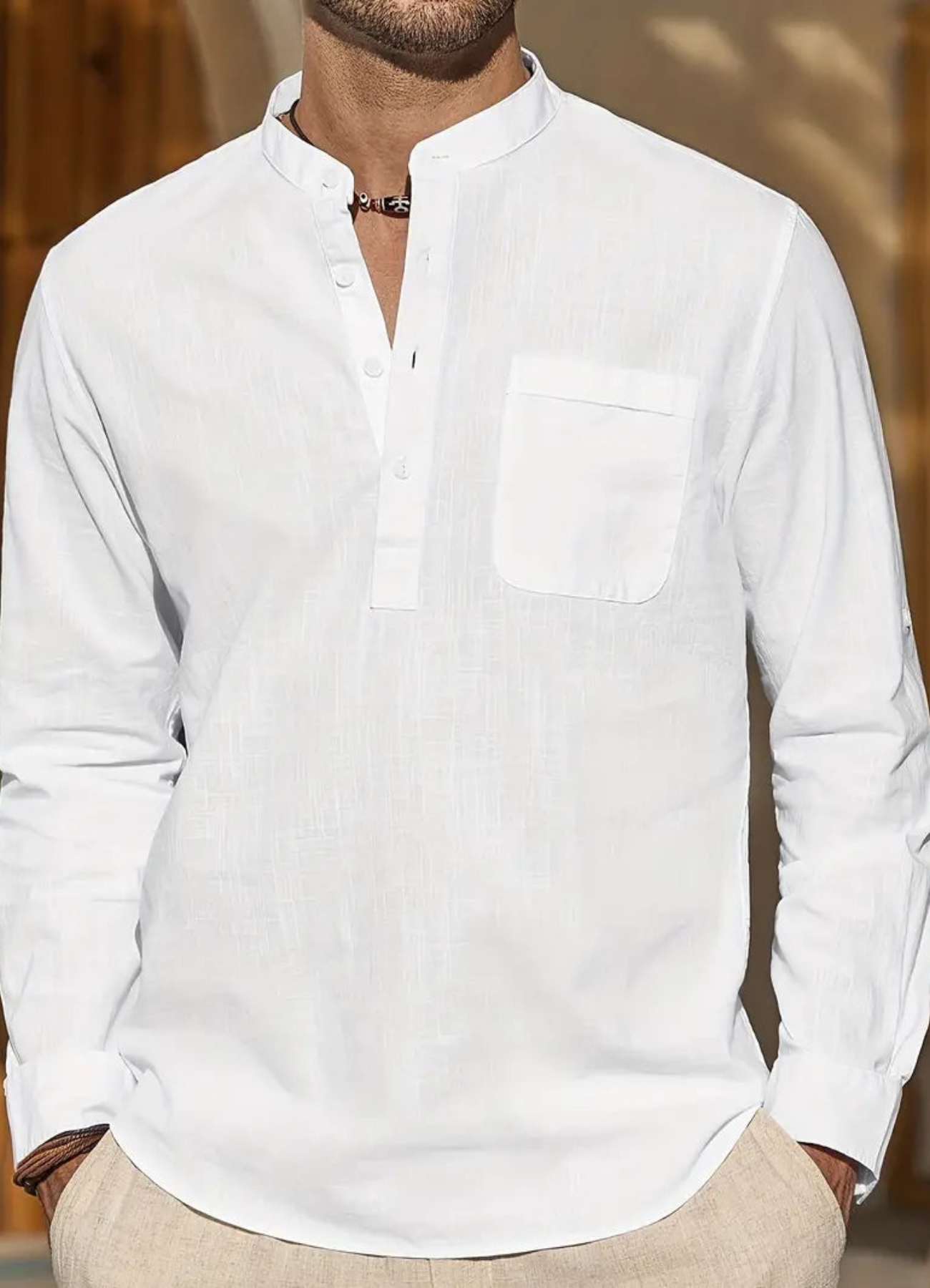Hayden | Chemise Manche Longue Pour Hommes | Blanc