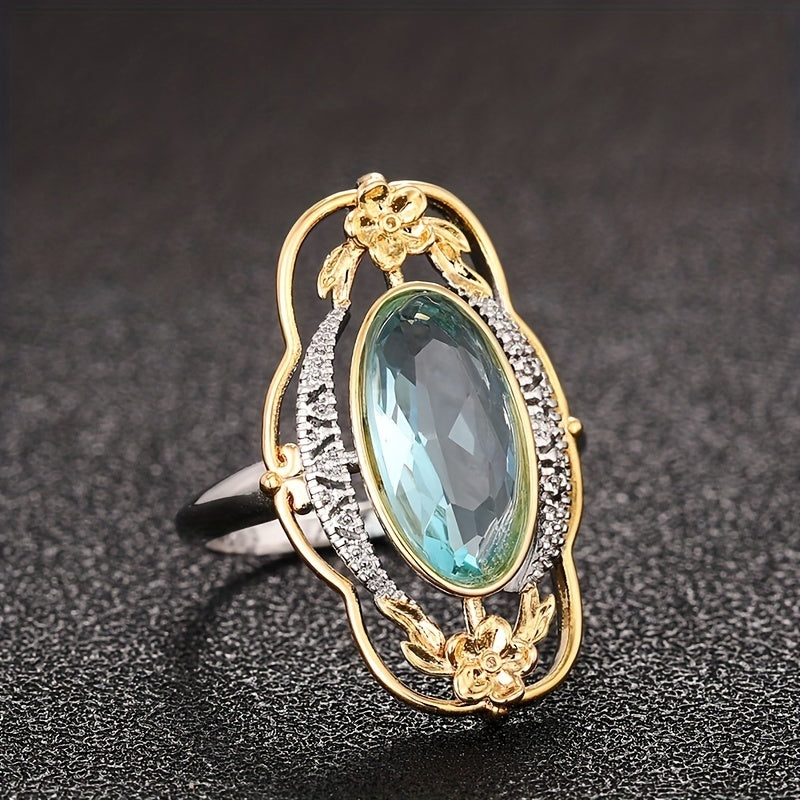Bague design français classique avec grande pierre précieuse