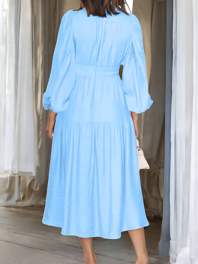 Léonie - Maxi-robe à manches ballon et décolleté en V