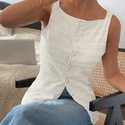 Top sans manches pour femme, texture côtelée, style ajusté - Eliane
