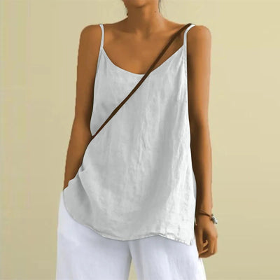 Top Sans Manches En Coton et Lin Pour Femmes