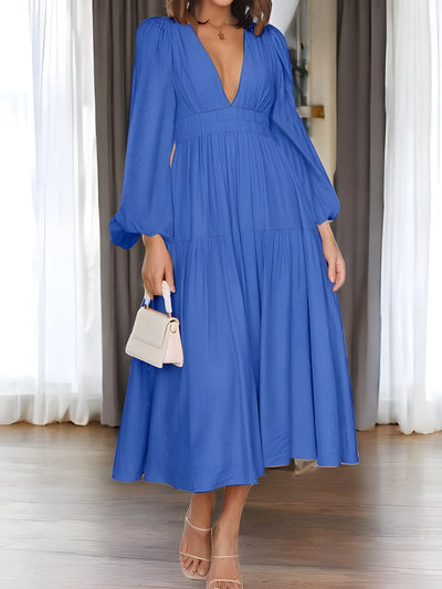 Léonie - Maxi-robe à manches ballon et décolleté en V