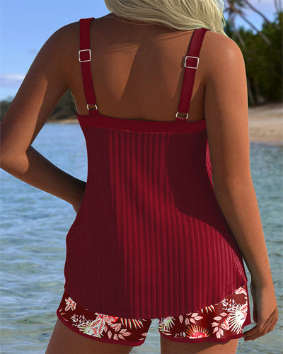 Tankini Rayé Deux Pièces Short de Plage