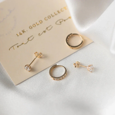 Olivia™ | Parure de boucles d’oreilles luxueuse avec effet Brillane et 14 carats dorée