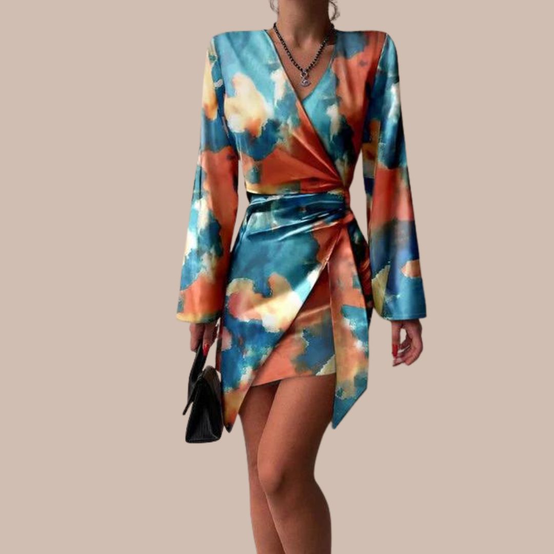 Spencer | Robe portefeuille à imprimé marbré abstrait pour femme