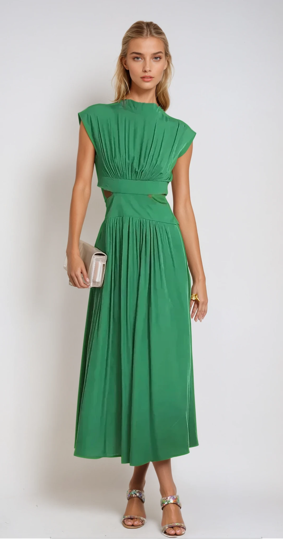 Sophie - Elégante robe cocktail maxi en mousseline de soie