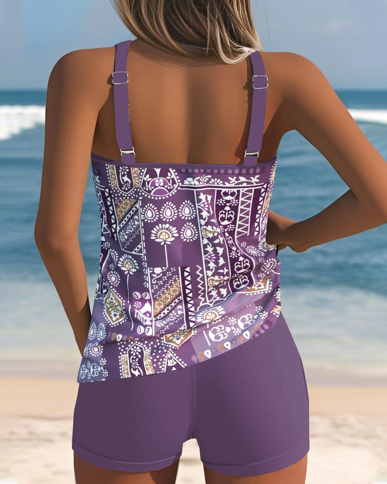 Tankini U-Ringning Deux Pièces Imprimé