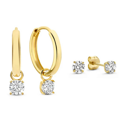 Michaela™ | Parure de boucles d’oreilles intemporelle avec pierres et finition dorée précieuse