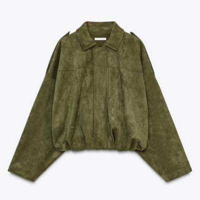 Veste oversize en daim pour femme | Chaude