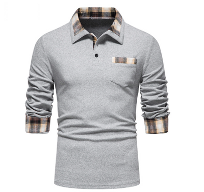 Tommy Polo | Polo à manches longues avec col en patchwork pour hommes