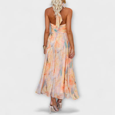 Ambre | Robe maxi aquarelle dos nu