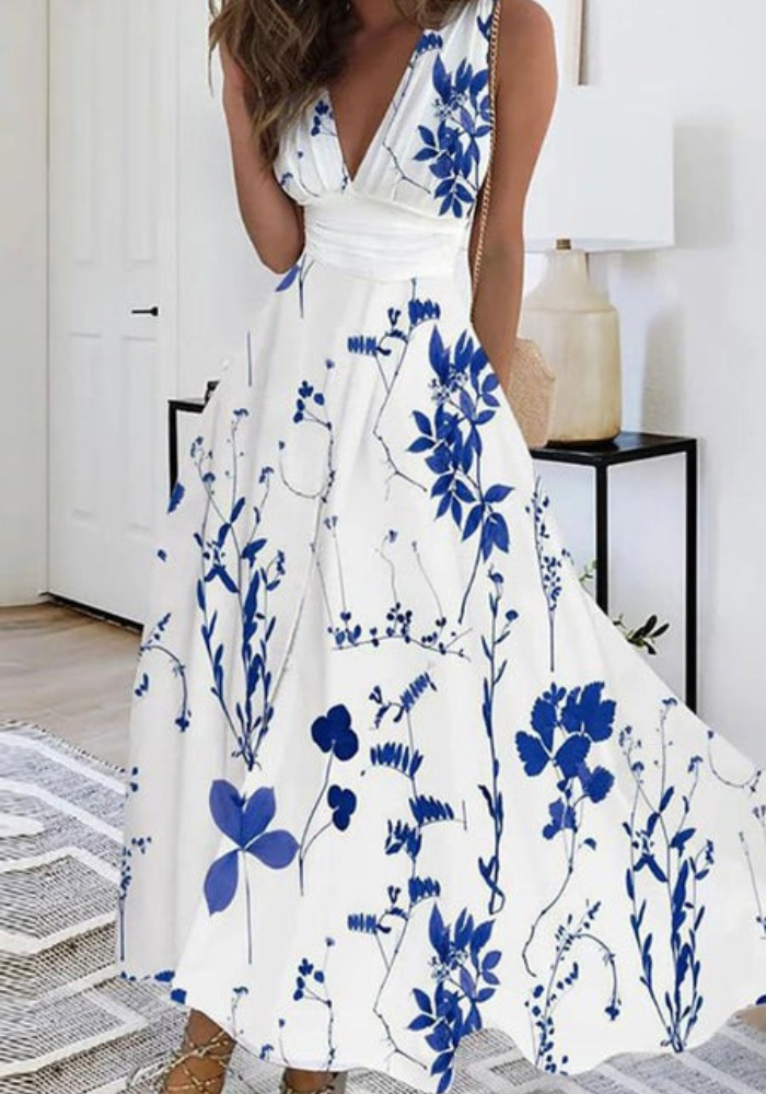 Romy | Robe Longue Fleur Pour Femme |  Blanche