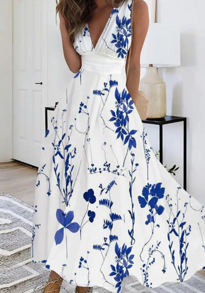 Romy | Robe Longue Fleur Pour Femme |  Blanche