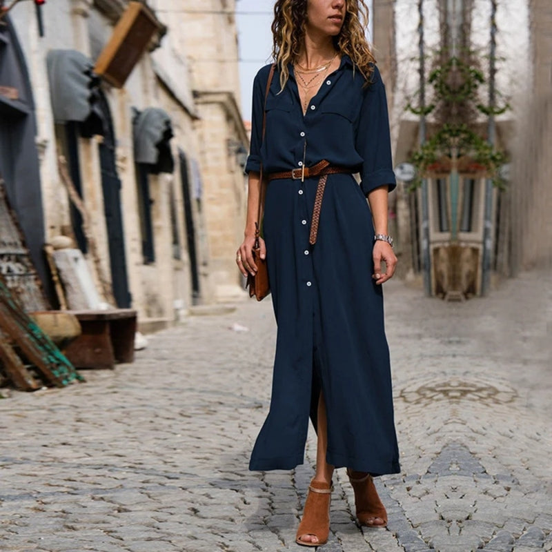 Margaux - Robe d'été élégante en lin avec décolleté en V