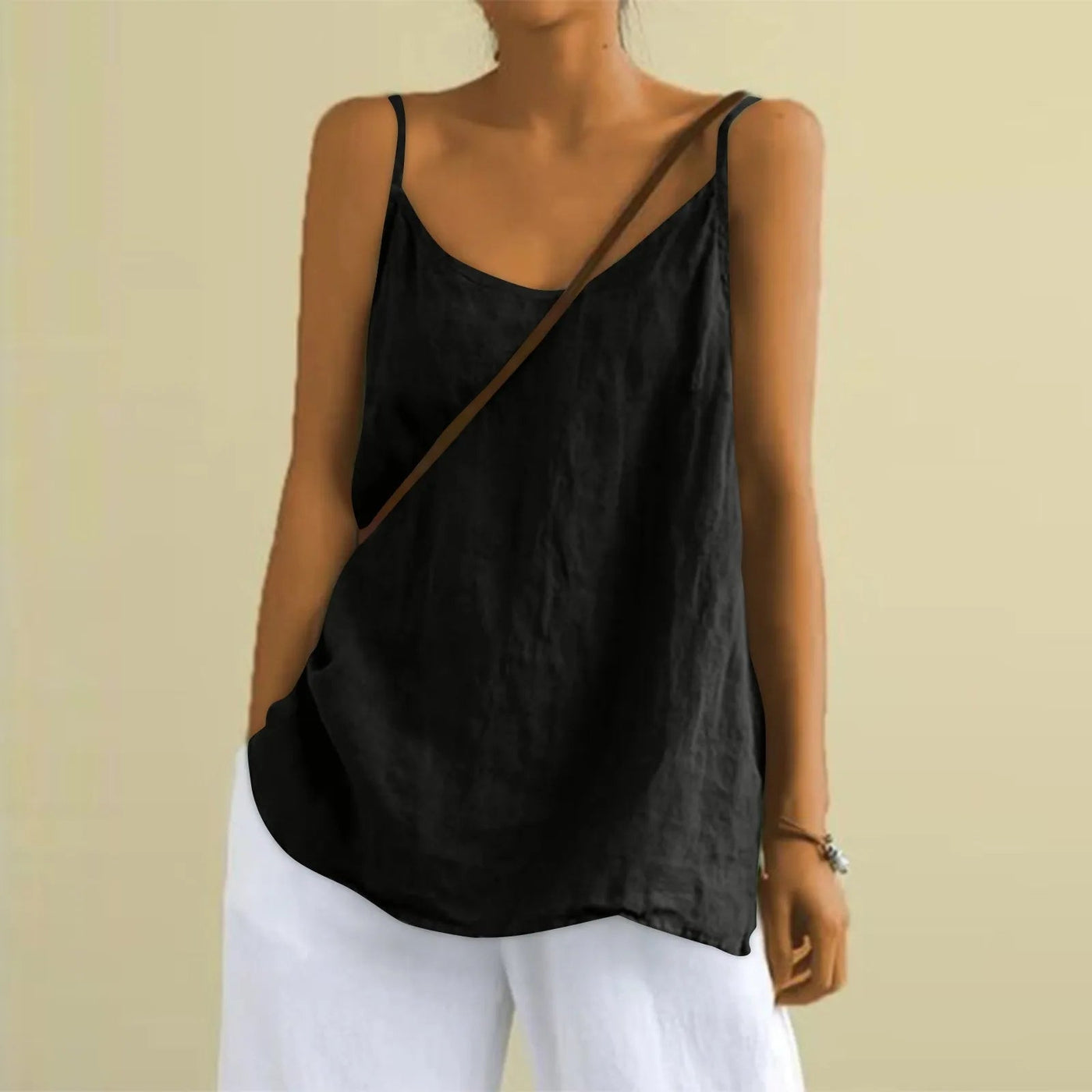 Top Sans Manches En Coton et Lin Pour Femmes