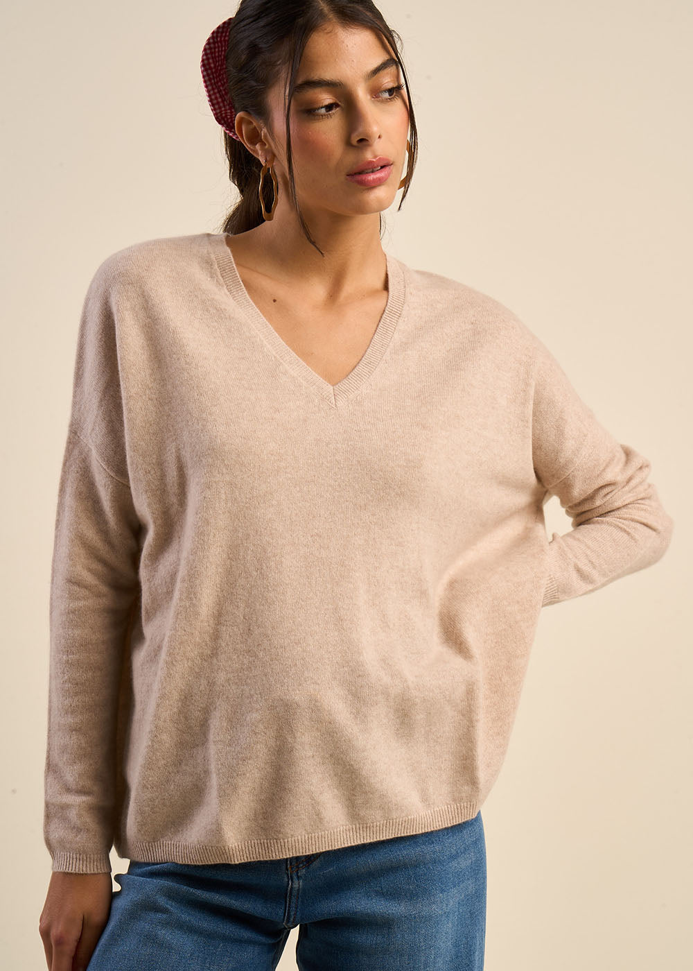 Pull en 100% cachemire à Col V
